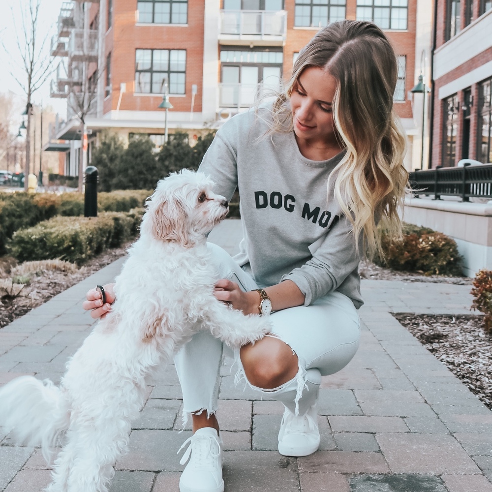 Dog Mom Grey Crewneck Sweatshirt